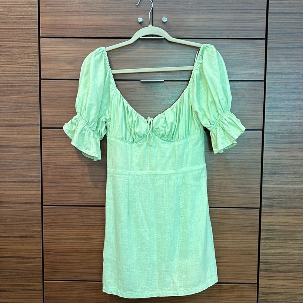 Rebel Flow lime green Rayon/Linen Mini Dress, size M.